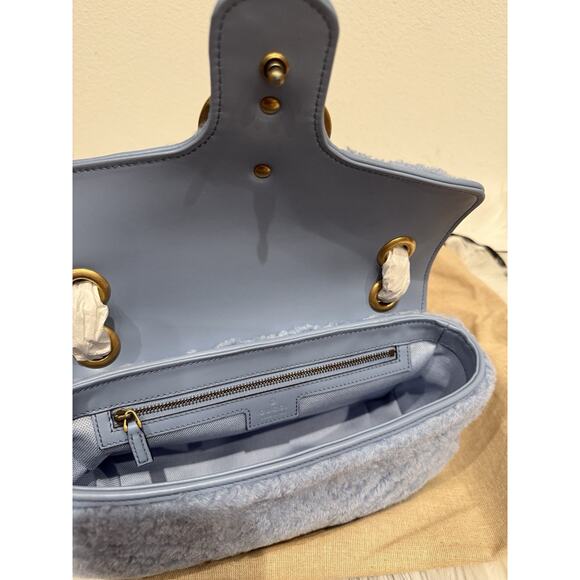 Gucci Marmont Shearling Fur GG Logo Jackie Ophidia Chain Blondie Shoulder Bag - Picture 8 of 9